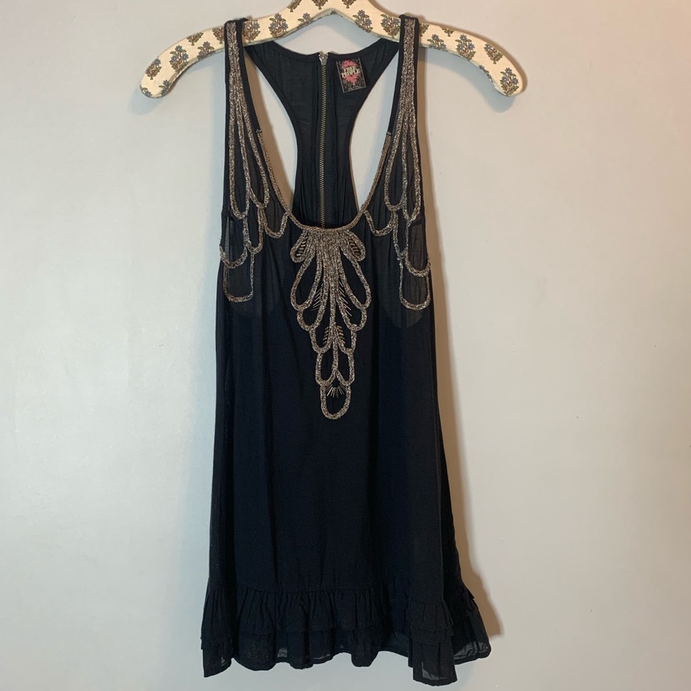 Free People Black Tunic Full-zip back